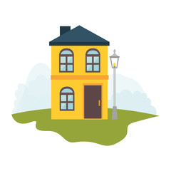 exterior cute house icon vector illustration design