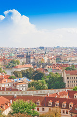 Fototapeta na wymiar Aerial view of Prague from Prague Castle. Prague, Czech Republic