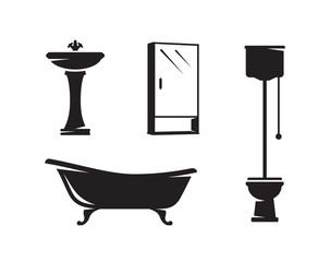 bathroom, restroom silhouette icons
