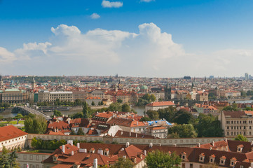 Naklejka na ściany i meble Aerial view of Prague from Prague Castle. Prague, Czech Republic