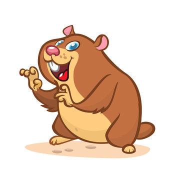 Cute cartoon marmot. Vector illustration with happy smiling groundhog character isolated