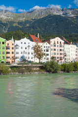 Fototapeta na wymiar Innsbruck houses at morning