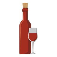 wine bottle and cup kitchen tool isolated icon vector illustration design