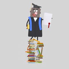 3d illustration. Graduate balck boy with diploma paper on a mountain of   books
Easy combine! Custom 3d illustration contact me!
