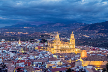 Cityscape of Jaen in the evening, Andalusia, Spain