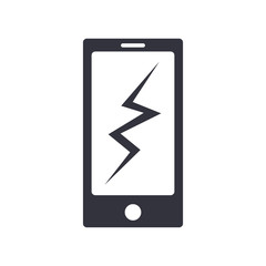 Phone broken simple vector icon.