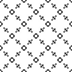 Vector seamless pattern, repeat monochrome geometric background. Black & white figures, simple ornamental texture. Illustration of diagonal lattice, stitches, thread. Design for prints, decor, textile