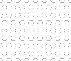 Monochrome seamless pattern, vector illustration with thin outline hexagons. Endless geometric minimalist texture, stylish abstract black & white background. Simple design for decor, digital, web