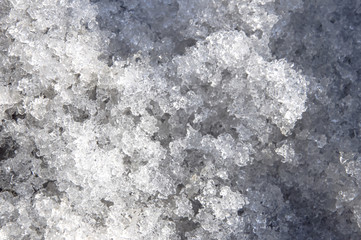 Snow with ice like a glass and crystal in early spring