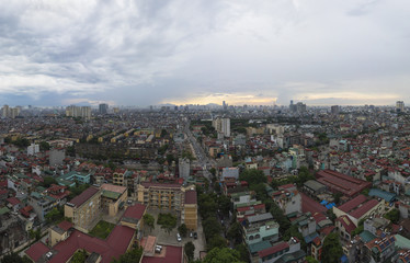 Aerial view of Hanoi cityscape from Lac Trung street to Thanh Nhan street, Hai Ba Trung district, south east of Hanoi