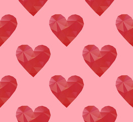 polygonal red hearts