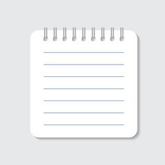 Realistic template notepad with spiral. Blank cover design. School business diary. Office stationery notebook on white background