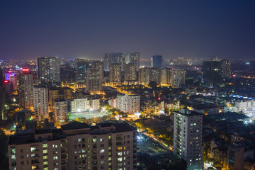 Fototapeta na wymiar Aerial view of Hanoi skyline cityscape at night. Cau Giay district