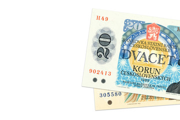 Fototapeta premium two czechoslovak koruna bank notes