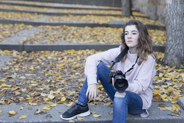 Young woman taking photos