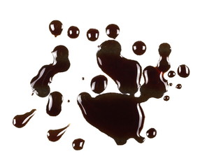 old engine oil spill and splash isolated on white background, texture 