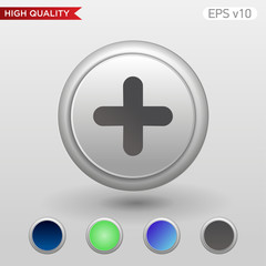 Colored icon or button of plus symbol with background