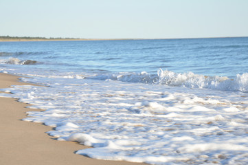 Waves crashing on the beach