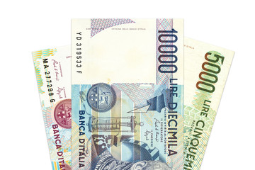 some italian lira bank notes