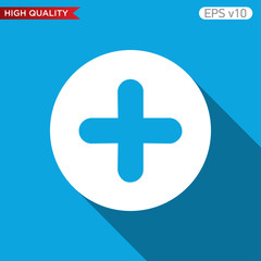 Fototapeta premium Colored icon or button of plus symbol with background
