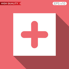 Obraz premium Colored icon or button of plus symbol with background