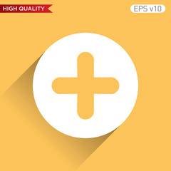 Fototapeta premium Colored icon or button of plus symbol with background