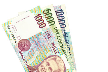 some italian lira bank notes