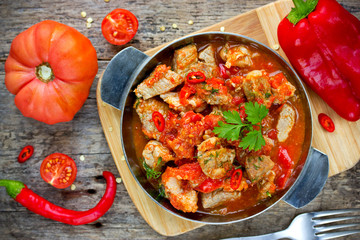 Traditional hungarian paprikash