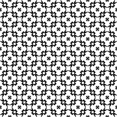 Vector monochrome seamless pattern, simple black & white repeat geometric texture, endless mosaic background, retro style. Abstract ornamental backdrop. Design element for decoration, textile, fabric