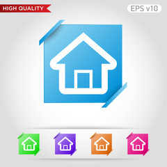 Colored icon or button of home or house symbol with background
