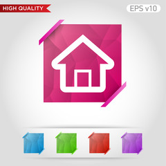 Colored icon or button of home or house symbol with background
