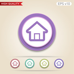 Colored icon or button of home or house symbol with background