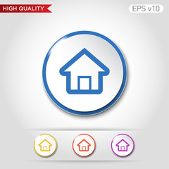 Colored icon or button of home or house symbol with background