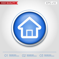 Colored icon or button of home or house symbol with background