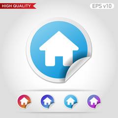 Colored icon or button of home or house symbol with background