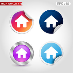 Colored icon or button of home or house symbol with background