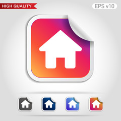 Colored icon or button of home or house symbol with background