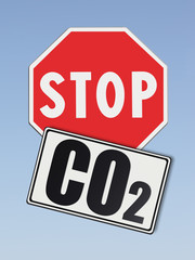 Stop Co2 written on roadsign - concept image