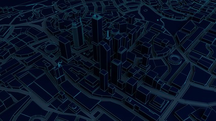 low poly city views from above. 3d rendering