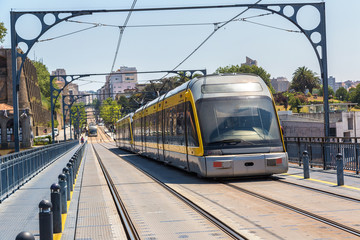 Naklejka na ściany i meble Modern metro train in Porto