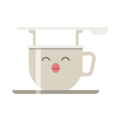 cup with a spoon, character, vector image, flat design