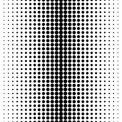 Vector seamless pattern, different sized circles & dots, vertical rows, black & white halftone transition. Abstract monochrome endless texture. Design for prints, decoration, digital, textile, web