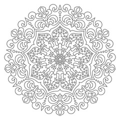 Circular geometric ornament. Round outline Mandala for