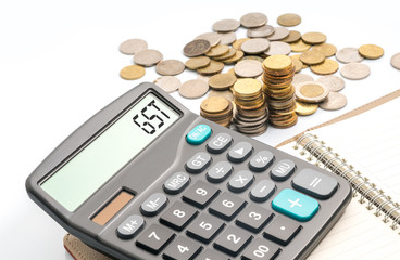 coins and calculator