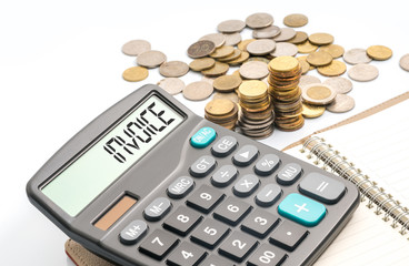 coins and calculator