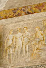 A fresco of IX century on Mantica Tomadini Palace in Pordenone. Italy.