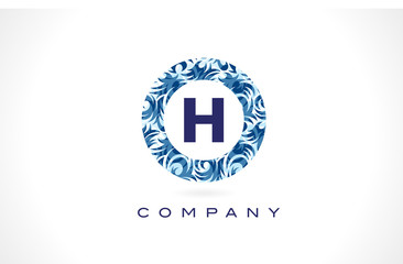 Letter H Blue Pattern Logo Design.