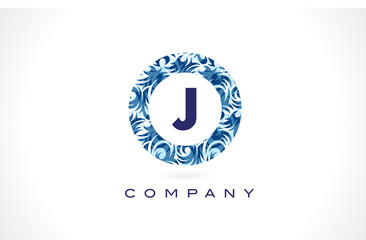 Letter J Blue Pattern Logo Design.