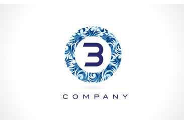 Letter B Blue Pattern Logo Design.