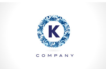 Letter K Blue Pattern Logo Design.